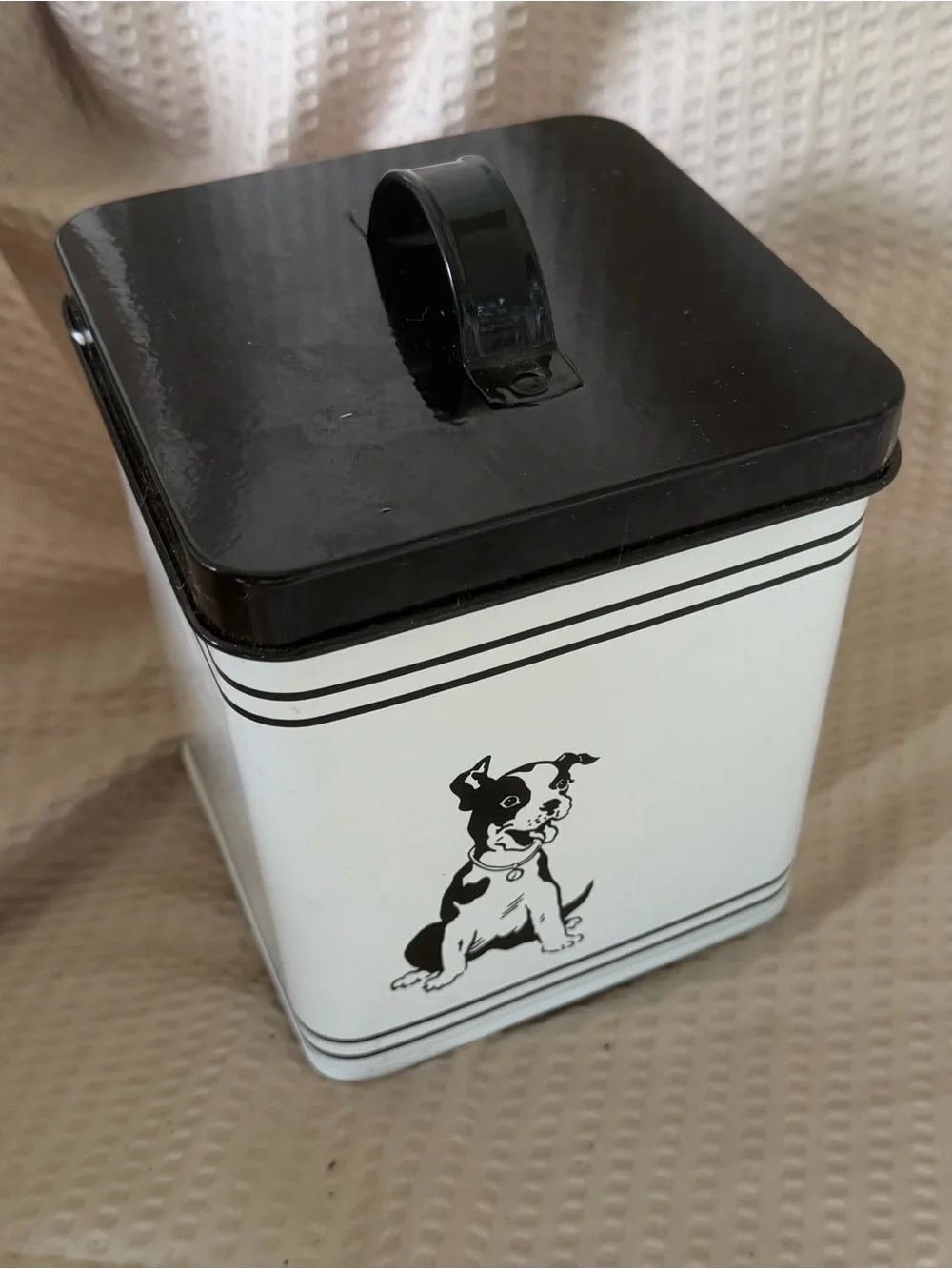 Black & White Dog Treat Canister - Classic Puppy Design